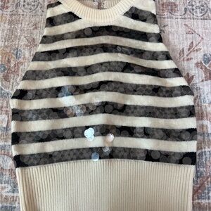 Miu Miu Black and Cream Striped Sweater